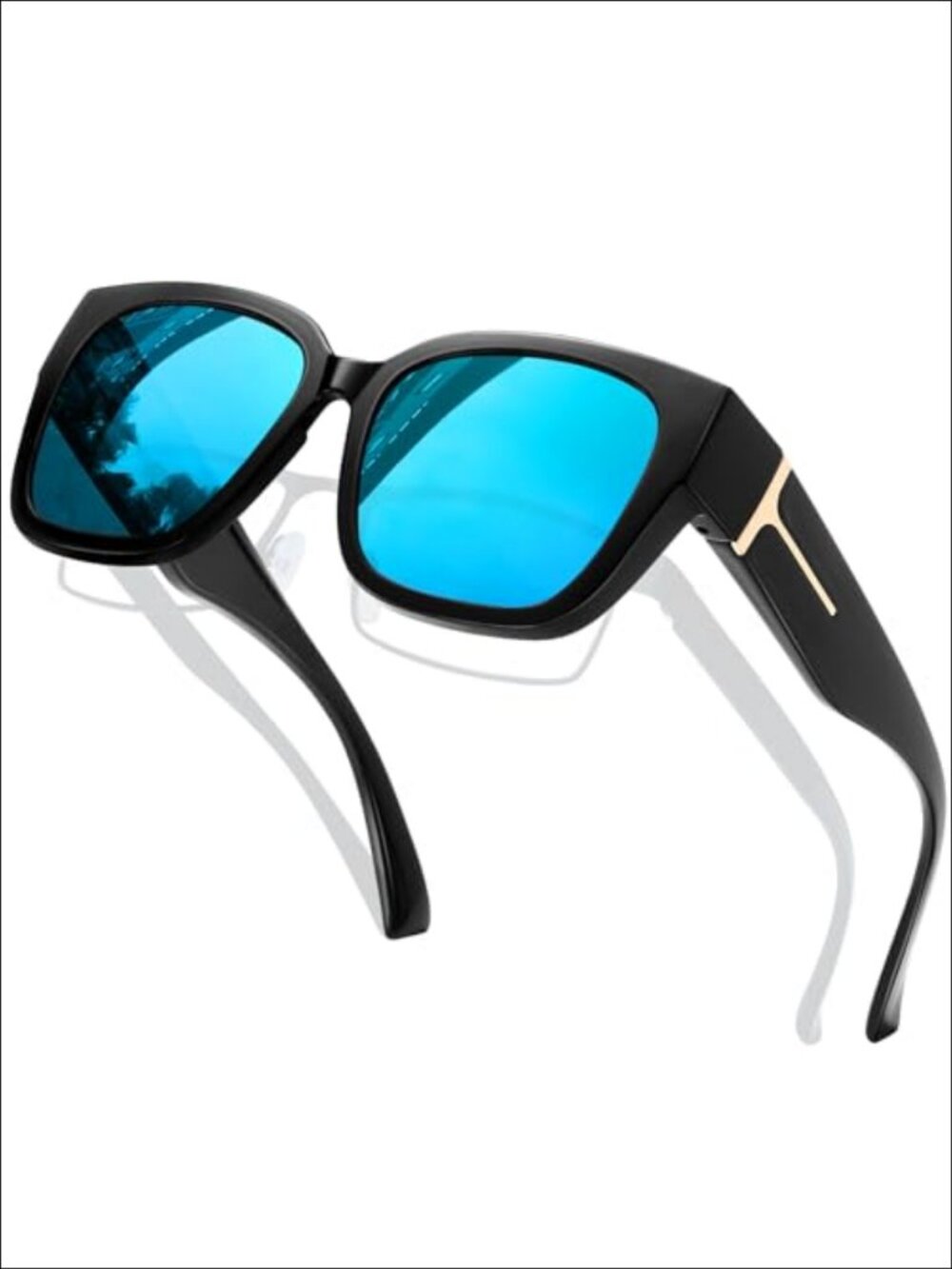 Oversized Square Fit Over Polarized Sunglasses UV400 TR90 Full Coverage